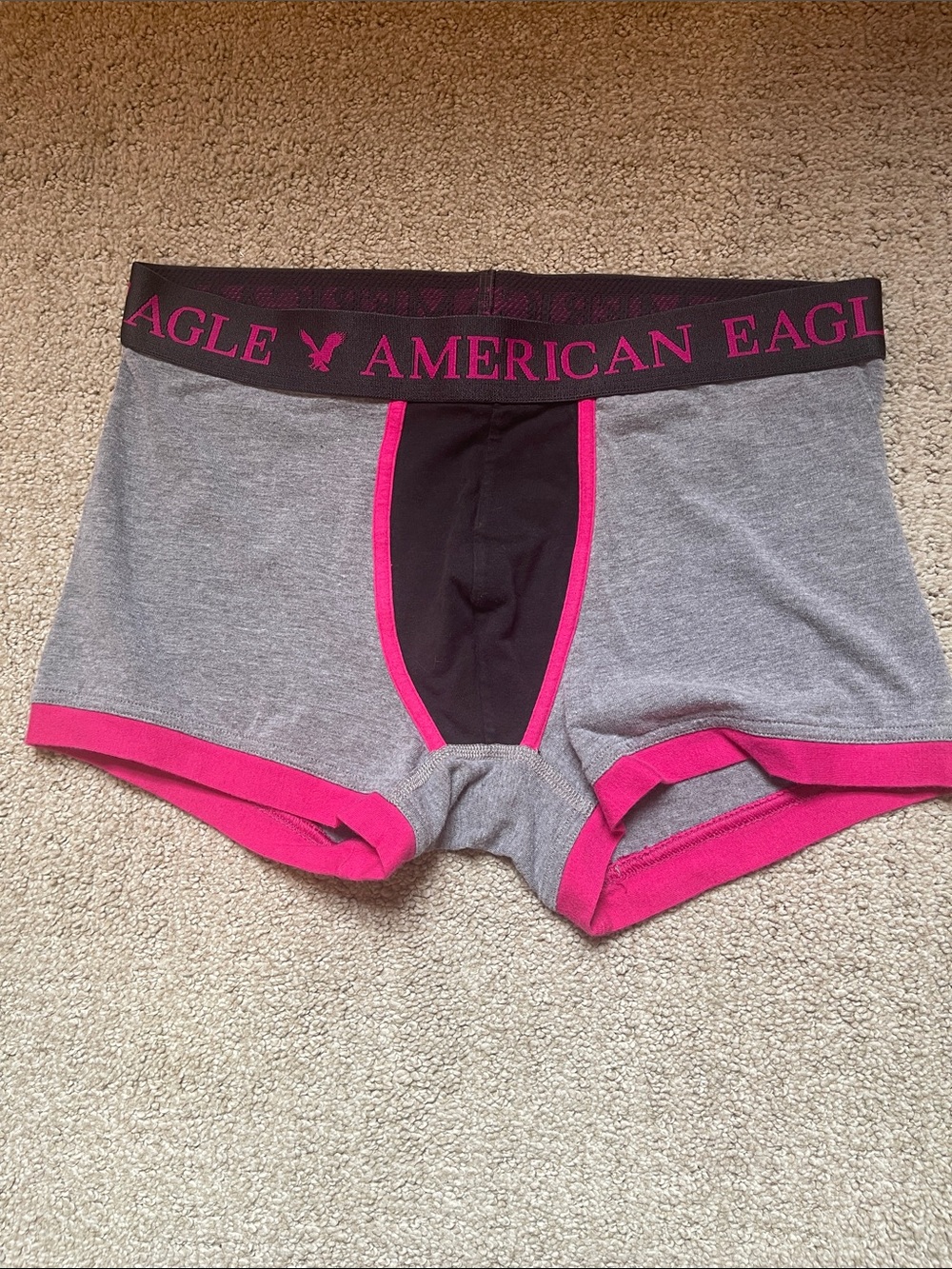 American Eagle Outfitters Gray Boxer Briefs with Pink Trim
